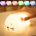 Ver imagem 2 de Luminária Abajur Led Gatinho Pet Recarregável Rgb Silicone Infantil Luz Noturna Touch Usb