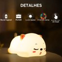 Ver imagem 6 de Luminária Abajur Led Gatinho Pet Recarregável Rgb Silicone Infantil Luz Noturna Touch Usb