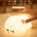 Ver imagem 4 de Luminária Abajur Led Gatinho Pet Recarregável Rgb Silicone Infantil Luz Noturna Touch Usb