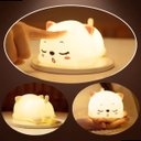 Ver imagem 7 de Luminária Abajur Led Gatinho Pet Recarregável Rgb Silicone Infantil Luz Noturna Touch Usb
