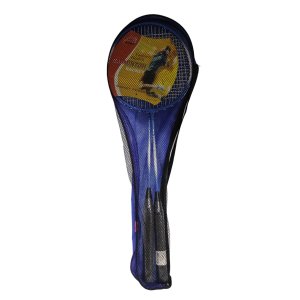 Kit Conjunto Badminton 2 Raquetes 3 Petecas Bolsa Esporte - Azul