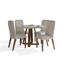 Ver imagem 1 de Mesa Redonda Benedicta Vidro Off White com 4 Cadeiras