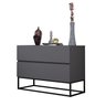 Mesa de Cabeceira para Quarto Eros 60cm 2 Gavetas Cinza Fosco Pés de Ferro Preto Design Moderno - 1