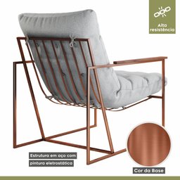 Poltrona M03 Mais Decor Cobre/linho Cinza - 2