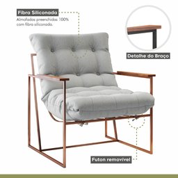 Poltrona M03 Mais Decor Cobre/linho Cinza - 4