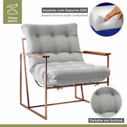 Poltrona M03 Mais Decor Cobre/linho Cinza - 3