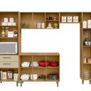 Ver imagem 5 de Conjunto Cozinha Modulada Completa 5 Peças e Balcão para Pia sem Tampo 118cm Iris Bege/Carvalho Americano/Off White