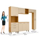 Ver imagem 3 de Conjunto Cozinha Modulada Completa 5 Peças e Balcão para Pia sem Tampo 118cm Iris Bege/Carvalho Americano/Off White