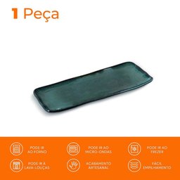 Travessa Bandeja de Cerâmica Stoneware Orgânico Oceano 22cm - Porto Brasil - 2