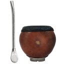 Ver imagem 3 de Kit de Chimarrão Cuia Gajeta Uruguaia e Bomba Bojo Pêra 19cm Aço Inox para Mate com Rosca