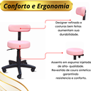 Ver imagem 6 de Cadeira Mocho com Encosto Confortável Rosa Trabalho Estética Manicure Giratória Feminina Odonto
