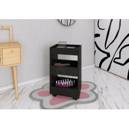 Carrinho Preto Auxiliar P/ Salão Cabeleireiro Estética 3 Bandejas E Rodizios AJL STORE - 3