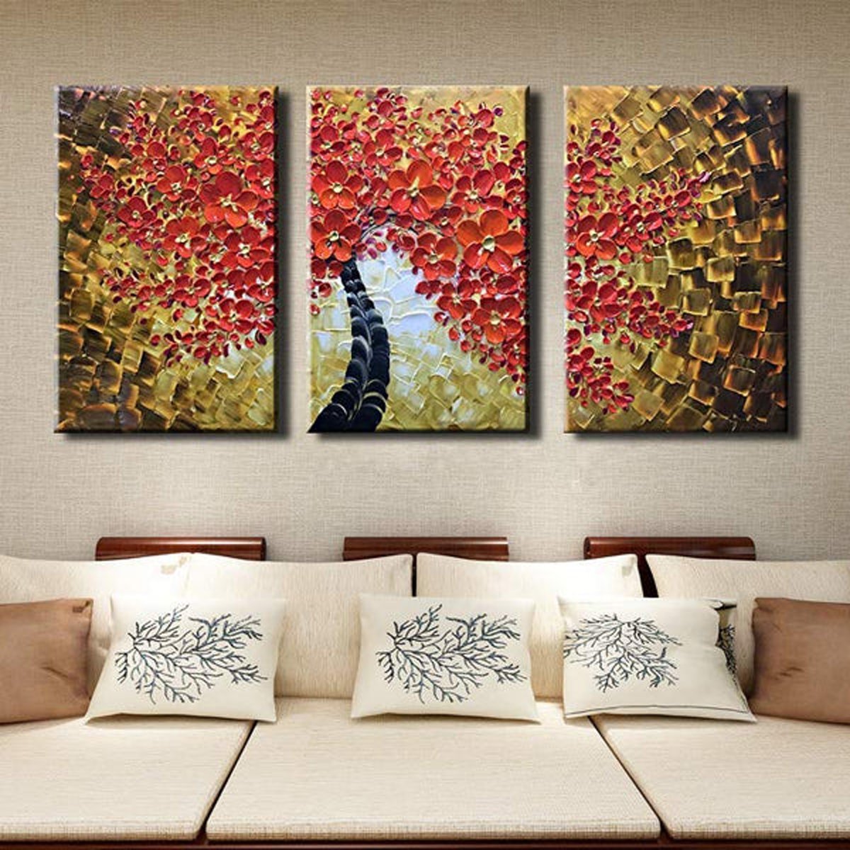 Quadro Pintura Tela banco árvore abstrato bordo 5600: 70cm (A) x 100cm (L) - 4