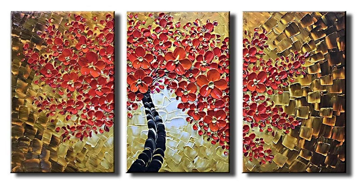 Quadro Pintura Tela banco árvore abstrato bordo 5600: 70cm (A) x 100cm (L) - 5
