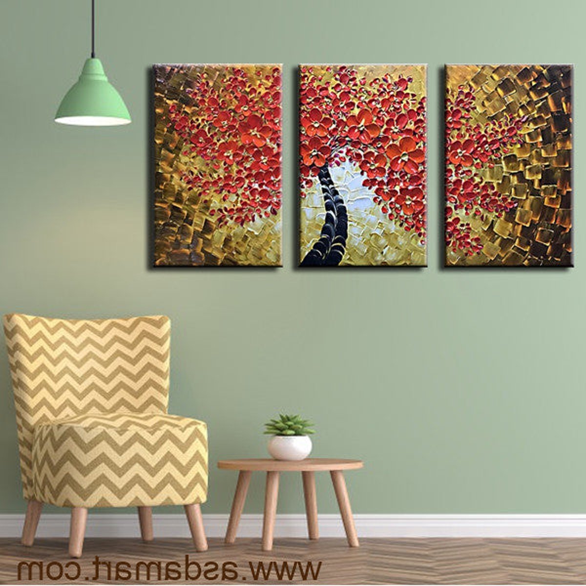 Quadro Pintura Tela banco árvore abstrato bordo 5600: 70cm (A) x 100cm (L) - 2