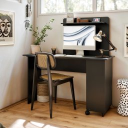 Escrivaninha em L de Canto 3 em 1 com Rodízios Home Office Ej Móveis:preto - 2
