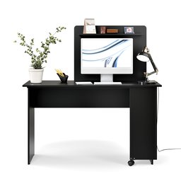 Escrivaninha em L de Canto 3 em 1 com Rodízios Home Office Ej Móveis:preto - 5