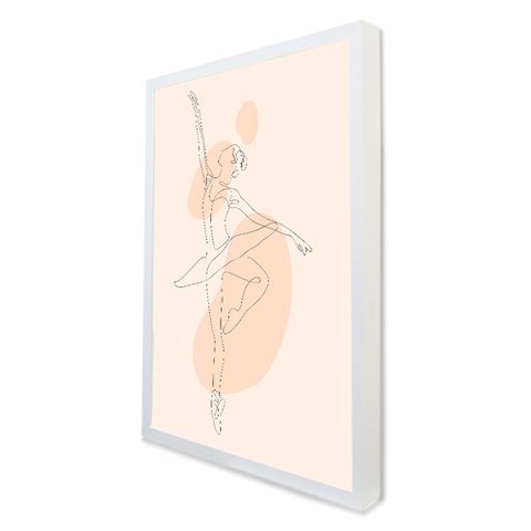 Quadro Decorativo Caixa Abstrato Ballet em Linhas Tacolado Moldura Caixa 3cm Branca sem Vidro 20 X 3