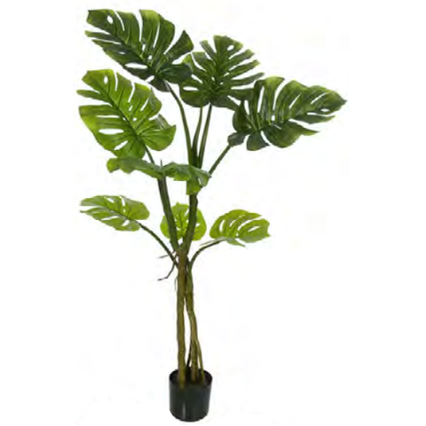 Planta Árvore Artificial Costela de Adão Real Toque Pu C/pote Verde 1,30m