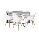 Ver imagem 2 de Mesa Jantar Industrial Branca Retangular 137x90cm Base V Ferro Preto 6 Poltronas Eames Eiffel Branca