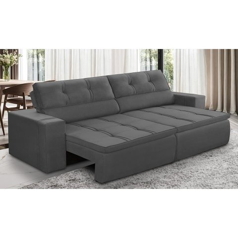 Sofá Retrátil e Reclinável 3 Lugares 1,90m com Molas Stella Suede Adonai Estofados
