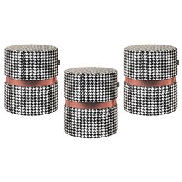 Kit 03 Puffs Bancos Decorativos Redondo Porto 49x43cm Suede Cardan - Abmaza - 1