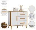 Ver imagem 5 de Cômoda Infantil Sapateira 3 Gavetas 1 Porta Magic Baby Retrô 100% MDF Carvalho e Branco