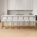 Ver imagem 1 de Banqueta Cozinha Alta com Encosto Industrial Kit 6 Dourado Lirina Pu Branco C05 - D'Rossi