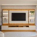 Ver imagem 2 de Painel Tv 70" 297cm Denver com Rack e 2 Módulos Laterais Led Tauari/off White L04 - D'rossi