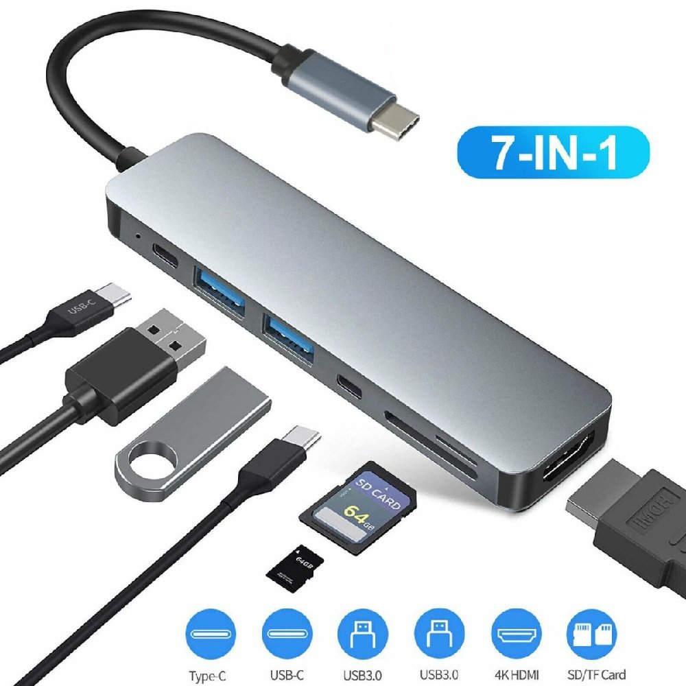 ADAPTADOR HUB USB TIPO C HDMI 4K 30HZ 7 EM 1 HS-H58 OEM - 2