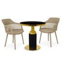 Ver imagem 1 de Conjunto Mesa de Jantar Redonda Imperial 70cm Preta com 2 Cadeiras Estofadas Marcela - Nude Escuro