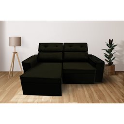 Sofá 3 Lugares Retrátil e Reclinável230 cm Esteban-Preto-ALJ MÓVEIS - 1