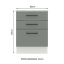Ver imagem 3 de Balcão Armário de Cozinha 60 cm 3 Gavetas Branco/Cinza Agata Madesa