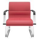 Ver imagem 1 de Cadeira de Escritório Recepção com Braço Fixa Cromada Lev P03 Crepe Vermelho - Lyam Decor
