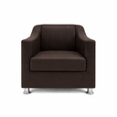 Ver imagem 5 de Kit 3 Poltronas Reforçadas Recepção Barbearia Tecido Corino Marrom