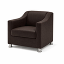 Ver imagem 4 de Kit 3 Poltronas Reforçadas Recepção Barbearia Tecido Corino Marrom