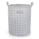 Ver imagem 4 de Kit 3 Cestos Multiuso Tecido 43l, 25l e 23l Cinza Listrado
