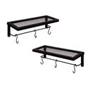 Ver imagem 1 de Kit 2 Prateleiras de Tela Decorativas Cozinha Porta Toalhas e Utensílios Metal Preto