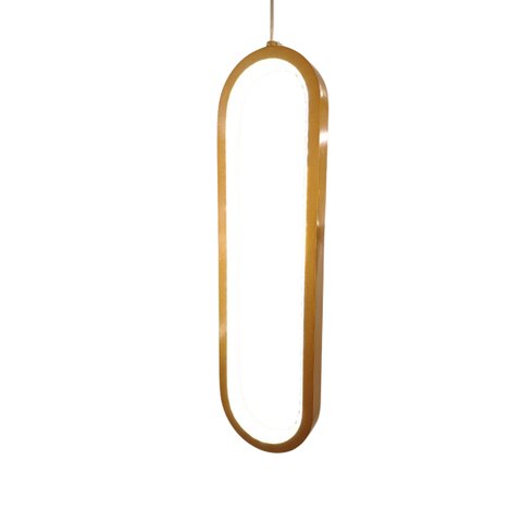 Pendente Oval Dourado com Cristais Acrílico 33cm Led 18w 3200k Bivolt Paris Luz