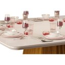 Ver imagem 2 de Mesa P/ Cozinha Itália C/ Tampo Madeirado C/ Vidro Curvo 136x136cm Cedro/off White - Dj Móveis