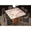 Ver imagem 5 de Mesa P/ Cozinha Itália C/ Tampo Madeirado C/ Vidro Curvo 136x136cm Cedro/off White - Dj Móveis