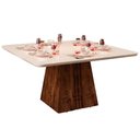 Ver mais imagens de Mesa P/ Cozinha Itália C/ Tampo Madeirado C/ Vidro Curvo 136x136cm Cedro/off White - Dj Móveis