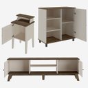 Ver imagem 5 de Conjunto Sala Rack P/ Tv até 75", Buffet Aparador 1 Porta, Mesa de Apoio Pinho/off White Charlotte -