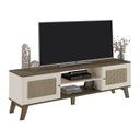Ver imagem 2 de Conjunto Sala Rack P/ Tv até 75", Buffet Aparador 1 Porta, Mesa de Apoio Pinho/off White Charlotte -
