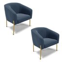 Ver imagem 1 de Cadeira Sala de Jantar Pé de Ferro Dourado Kit 2 Stella Suede D03 - D'Rossi Cor Azul Marinho