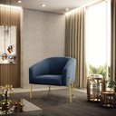 Ver imagem 6 de Cadeira Sala de Jantar Pé de Ferro Dourado Kit 2 Stella Suede D03 - D'Rossi Cor Azul Marinho
