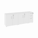 Ver imagem 2 de Armário Balcão 1,96m x 45cm Escritório e Home Office com 4 Portas 2 Gavetas e 1 Gavetão Fichá