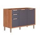 Ver imagem 1 de Gabinete p/ Pia Cozinha Balcão s/ Tampo Estela c/ 2 Portas e 3 Gavetas 120cm Cinamomo/Titanium -