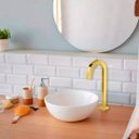 Ver imagem 6 de Torneira Link Quadrada Alta Banheiro Lavatório 61074 1/4 de Volta Dourada