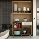 Ver imagem 2 de Cozinha Compacta Luz 1 Gaveta 4 Portas 100% Mdf Amêndoa/off White - Panorama Móveis